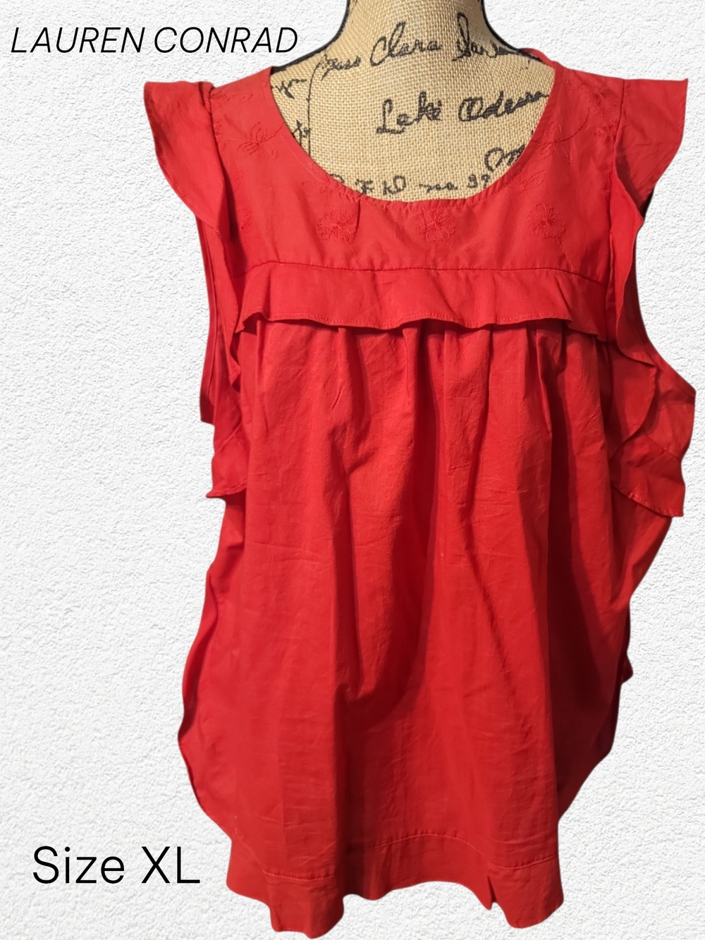 LC Lauren Conrad Red Ruffle-Trim Size XL